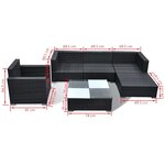 vidaXL Salon de jardin 6 Pièces avec coussins Résine tressée Noir