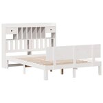 vidaXL Lit bibliothèque sans matelas blanc 140x190 cm bois pin massif