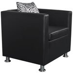 vidaXL Fauteuil cube en similicuir noir