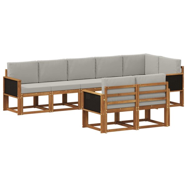 vidaXL Ensemble de canapés d'extérieur 8 pc Naturel et gris clair