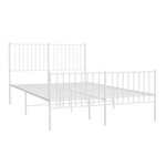vidaXL Cadre de lit métal avec tête de lit/pied de lit blanc 135x190cm