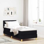 vidaXL Lit à ressorts avec coussin Noir 80 x 200 cm tissu