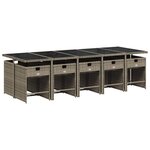 vidaXL Ensemble à manger de jardin 11Pièces avec coussins gris poly rotin