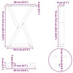 vidaXL Pieds de table à manger 2 pièces Acier naturel 60 x (72-73 3) cm Acier