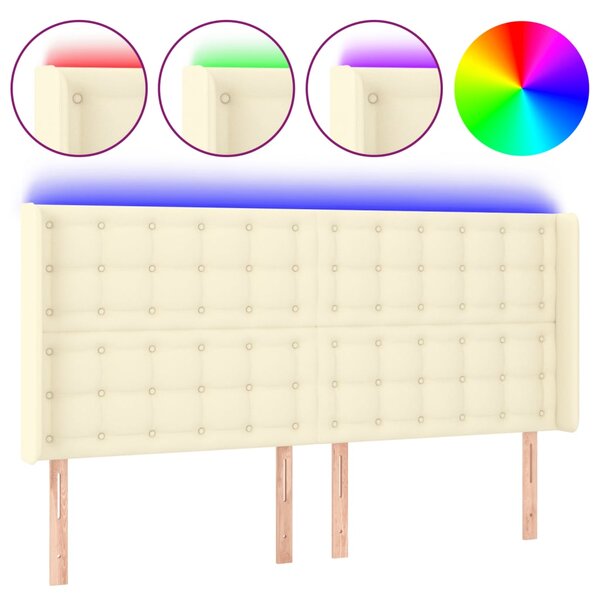 vidaXL Tête de lit à LED Crème 183x16x118/128 cm Similicuir