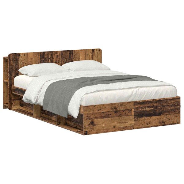 vidaXL Cadre de lit avec rangement Bois ancien 150 x 200 cm