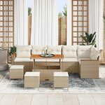 vidaXL Ensemble de canapé de jardin 10 Pièces Beige polyrotin