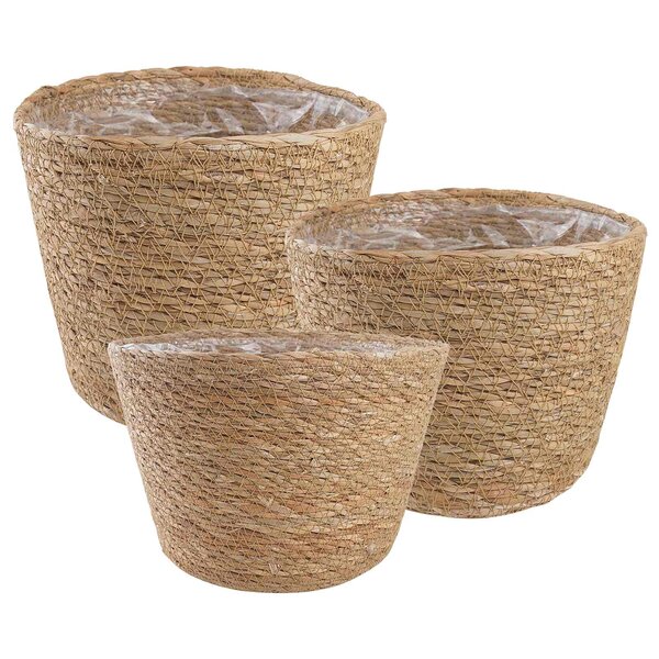 vidaXL Paniers à plantes en herbe de mer 3 Pièces Naturel Ø26 x 19 cm