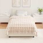 vidaXL Couverture en Fourrure de Lapin Synthétique 4 Pièces Beige
