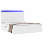 vidaXL Lit avec rangement et LED Blanc pur 180 x 200 cm Simili cuir