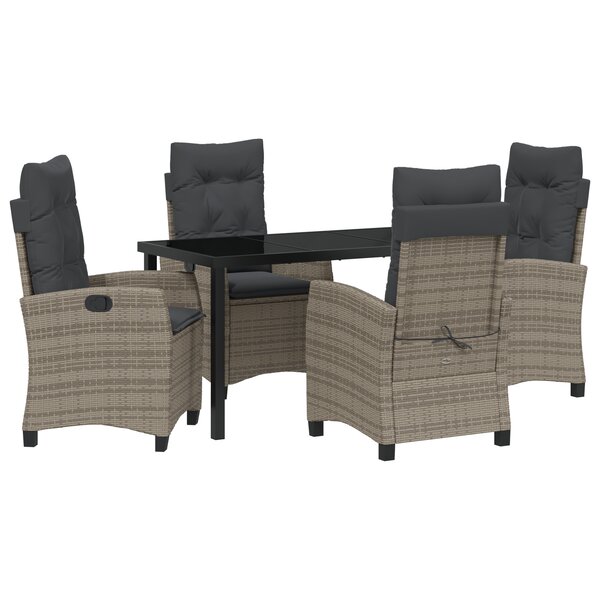 vidaXL Ensemble de jardin 5 pièces avec coussins gris poly rattan