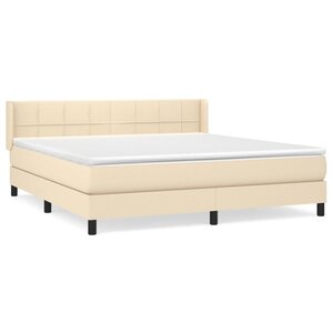 vidaXL Sommier à lattes de lit avec matelas Crème 160x200 cm Tissu