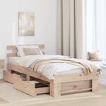 vidaXL Cadre de lit avec tiroir Marron 90 x 200 cm Bois massif en pin
