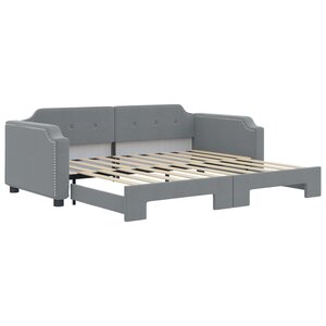 vidaXL Lit de jour avec lit gigogne gris clair 100x190 cm tissu