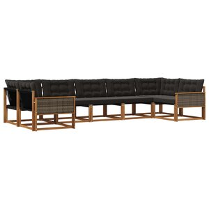 vidaXL Ensemble de canapés d'extérieur 7 pc Naturel et noir