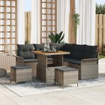 Ensemble de Canapés de Jardin vidaXL 8 Pièces avec Coussins Gris Poly Rattan Acacia