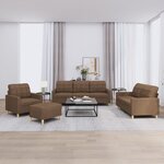vidaXL Ensemble de canapés 4 Pièces avec coussins Marron Tissu