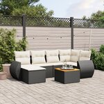 vidaXL Salon de jardin 7 Pièces avec coussins noir résine tressée