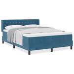 Lit Box Spring avec Matelas vidaXL Bleu Foncé 140x200 cm Velours