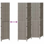 Paravent vidaXL 4 panneaux pliable gris 195x180 cm en poly rotin