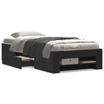 vidaXL Cadre de lit sans matelas noir 75x190 cm bois ingénierie