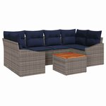 vidaXL Ensemble de canapé de jardin 7 Pièces Gris et bleu marine