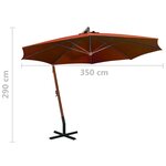 vidaXL Parasol de jardin suspendu avec mât terre cuite bois de sapin
