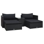 Salon de jardin meuble d'extérieur ensemble de mobilier 5 pièces avec coussins résine tressée noir 02_0016474