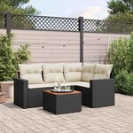 vidaXL Salon de jardin 5 Pièces avec coussins noir résine tressée