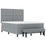 vidaXL Lit à Ressorts avec Matelas et Banc Gris Clair 160x200 cm Tissu