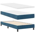 Box Spring VidaXL avec Matelas Bleu Foncé Simple Velours