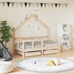 vidaXL Cadre de lit enfant avec tiroirs 70x140 cm bois de pin massif
