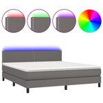 vidaXL Sommier à lattes de lit avec et matelas et LED Gris 160x200 cm