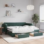 vidaXL Lit de jour avec gigogne et tiroirs sans matelas 90x200 cm