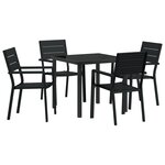 vidaXL Ensemble de Salle à Manger de Jardin Noir HDPE