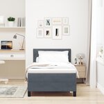 Lit box spring vidaXL avec matelas gris foncé 90x200 cm en velours