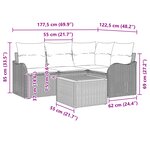 vidaXL Ensemble de Canapé de Jardin 5 Pièces avec Coussins Beige en Rattan Poly Acacia