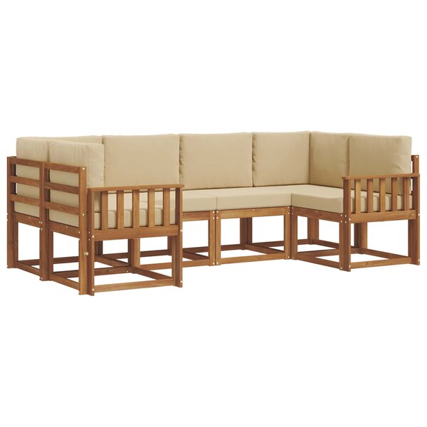 vidaXL Ensemble de canapés d'extérieur 6 pc Naturel et Beige