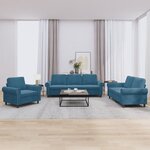 vidaXL Ensemble de canapés 3 Pièces avec coussins Bleu Velours