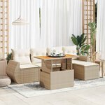vidaXL Salon de jardin avec coussins 6 Pièces beige résine tressée