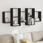 vidaXL Étagère murale noir 159x18x65 cm bois d'ingénierie