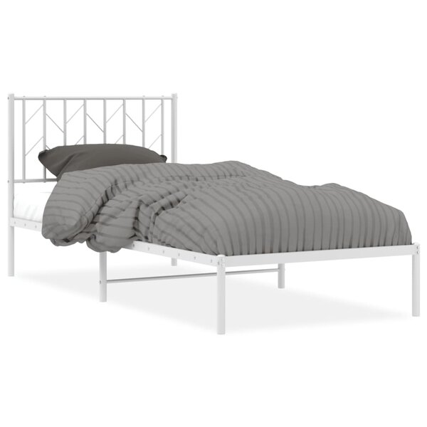 vidaXL Cadre de lit métal sans matelas avec tête de lit blanc 90x190cm