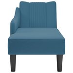 vidaXL Fauteuil long avec accoudoir droit bleu velours
