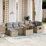 vidaXL Salon de jardin avec coussins 8 Pièces beige résine tressée