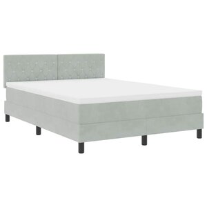 lit box avec matelas vidaXL gris clair 140x190 cm velours