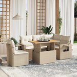 vidaXL Salon de jardin avec coussins 6 Pièces beige résine tressée