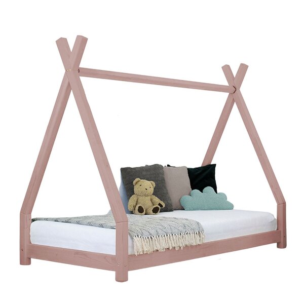 Lit tipi enfant NAKANA 90 x 200 rose pastel