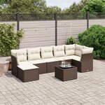 vidaXL Salon de jardin 8 Pièces avec coussins marron résine tressée