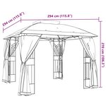 vidaXL Tonnelle avec double toit et parois en filet taupe acier
