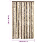 vidaXL Rideau anti-mouches marron foncé et beige 118x220 cm chenille